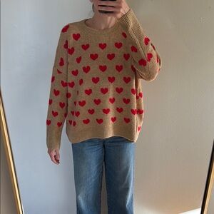 Vince Camuto Heart Patterned Tan Sweater. NWT. Size M.